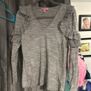 Ruffled long sleeve sweater